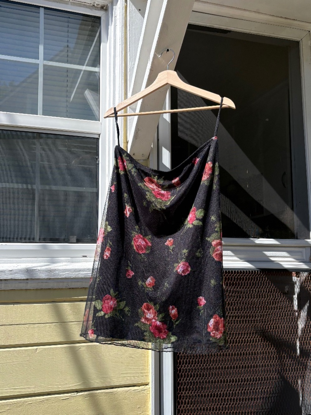 Vintage 90s Grunge Black Floral Midi Skirt Women’s Large